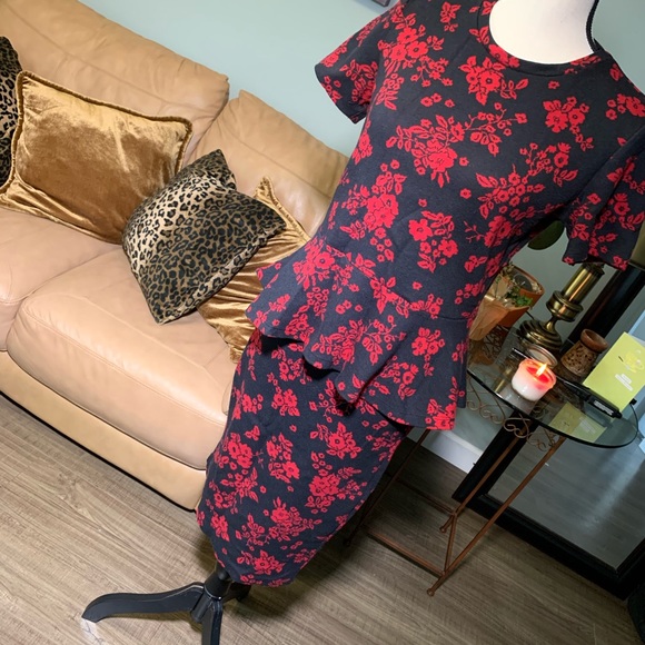 Zara Dresses & Skirts - Zara Collection Woman black/red floral pattern set